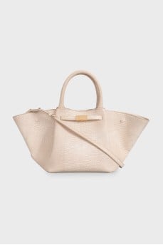 White leather New York bag
