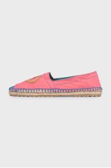 Pink textile logo espadrilles