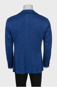 Men's blue cashmere, linen and silk jacket