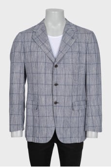 Men's grey cashmere and linen printed jacket