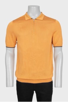 Men's orange silk polo shirt