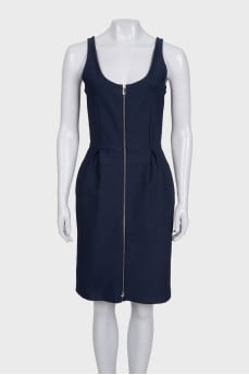 Blue fitted dress with a zipper