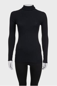 Black ribbed wool turtleneck