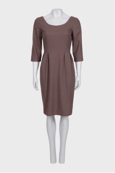 Brown wool dress with a cutout back