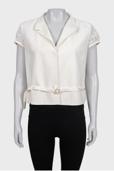White jacket with lace back