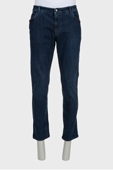 Men's straight-leg jeans in dark blue