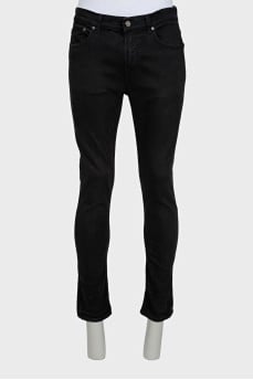 Men's black straight-leg jeans