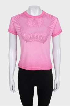 Pink gradient t-shirt with tag