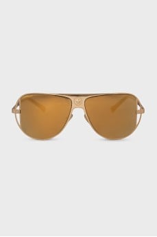 Sunglasses with gold frames and mirrored lenses