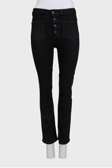 Black boot cut fit button-up jeans