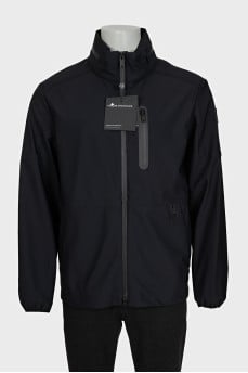 Men's black zip-up jacket with tag