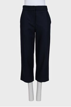 Blue cropped straight-leg trousers