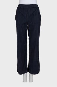 Straight-leg trousers with drawstrings in pinstripes