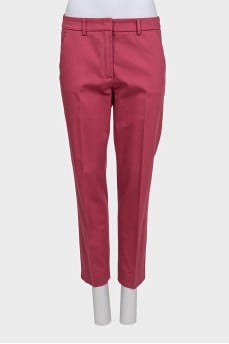 Pink straight-leg trousers with creases