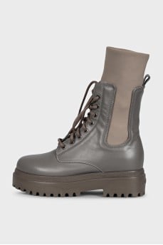 Gray leather Ranger boots