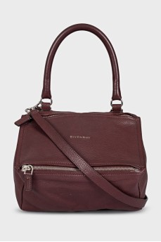 Burgundy leather bag with silver hardware