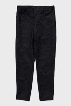 Men's grey tapered wool trousers
