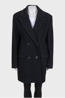 Double-breasted black coat