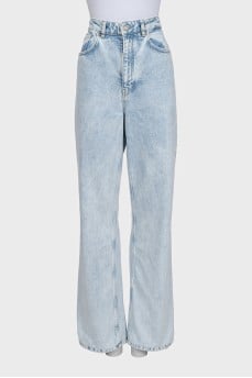 Light blue high-rise straight jeans