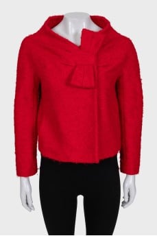 Red cropped coat with a bow
