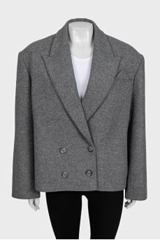 Double-breasted wool coat with a short cut