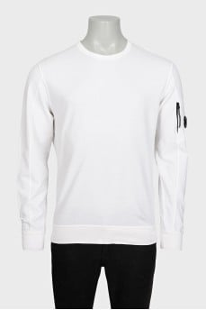 Men's white sweatshirt with branded sleeve detailing