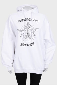 Біле худі oversize крою в принт