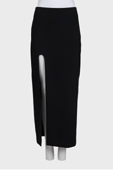 Black bodycon skirt with a slit