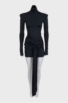 Midnight Glide Black Mini Dress