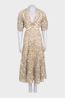 Beige maxi dress with cutout