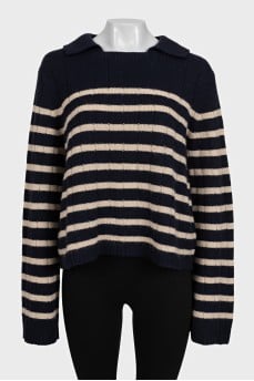 Striped cashmere sweater with a cutout
