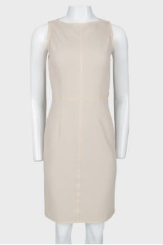 Beige viscose leather inserts dress