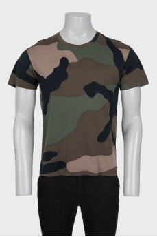Men's straight-cut military print T-shirt