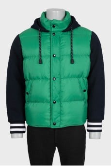 Men's green combination down jacket