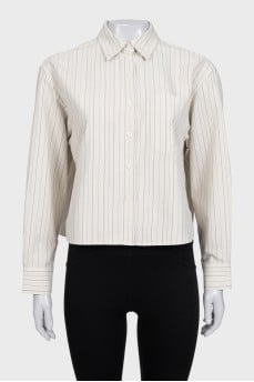Beige cropped shirt with striped print