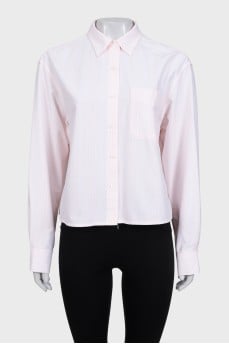 Pink striped cropped shirt