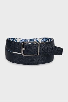 Reversible printed textured leather belt
