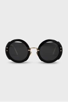 Сонцезахисні окуляри у круглій оправі чорного кольору 
