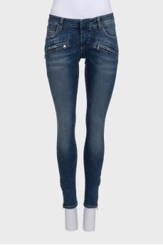 Сині skinny fit джинси на низькій посадці з биркою