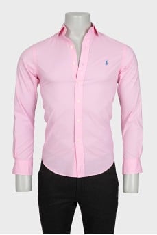 Мужская розовая рубашка slim fit