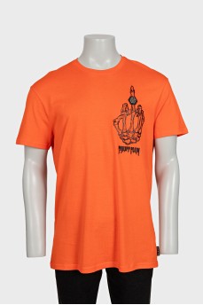 Men's orange printed t-shirt with tag
