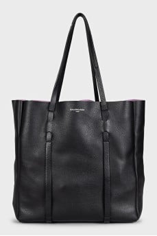 Everyday Black Leather Tote