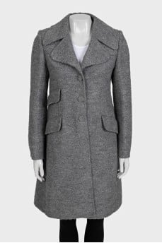 Gray wool coat with a straight cut