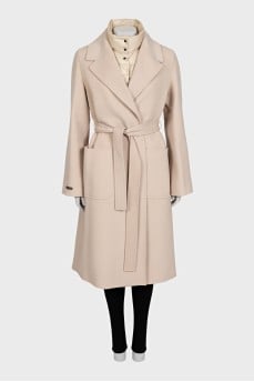 Wool coat with a buttoned vest