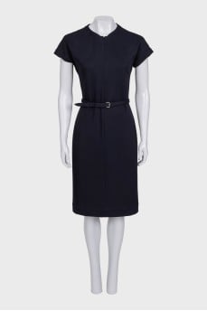 Black fitted dress with a belt