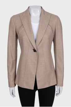 Cashmere jacket with silk lining and button