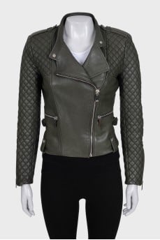 Green leather jacket with pockets
