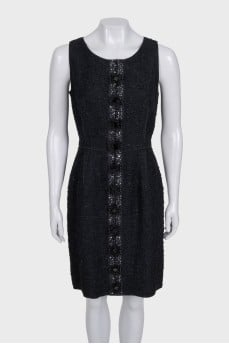 Black dress with a zipper and sequins