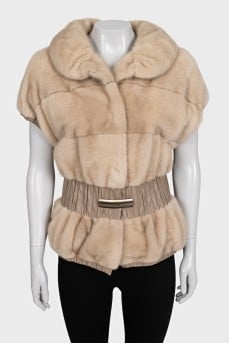 Beige fur vest