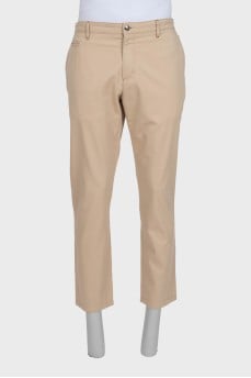 Men's beige slim fit trousers